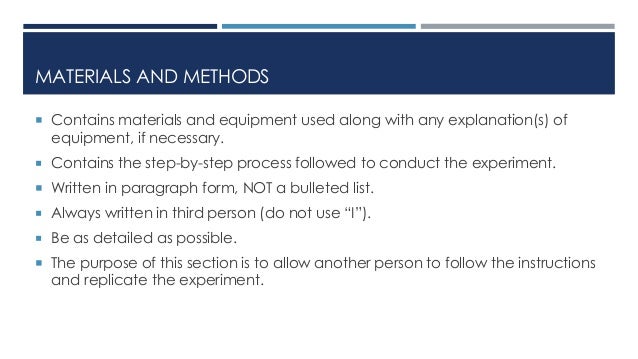 Materials and methods for lab report us