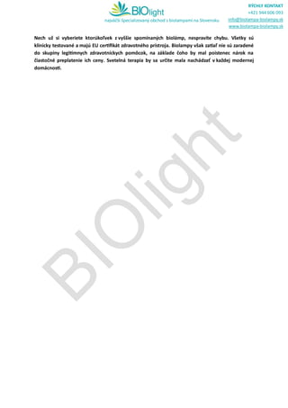 Biolight biolampy bioptron biostimul medilight | PDF