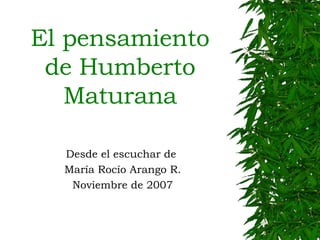 El pensamiento de Humberto Maturana Desde el escuchar de  María Rocío Arango R. Noviembre de 2007 