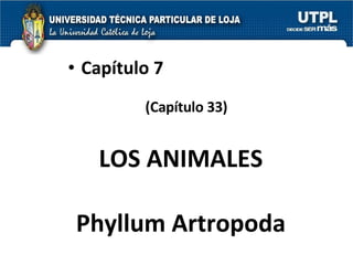 LOS ANIMALES Phyllum Artropoda Capítulo 7 (Capítulo 33) 
