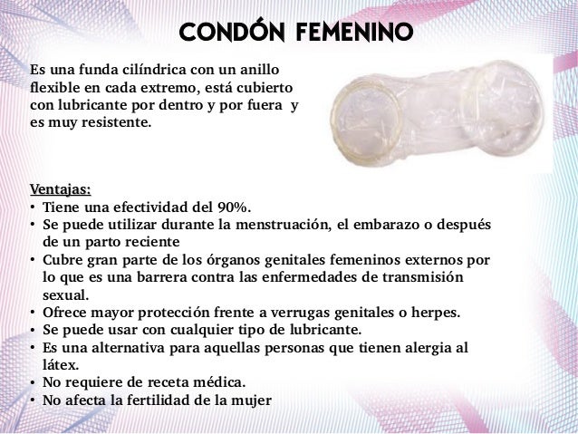 Métodos anticonceptivos de barrera.