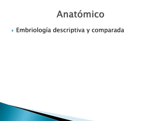  Embriología descriptiva y comparada
 