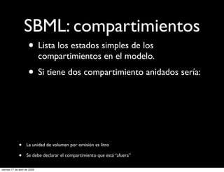 SBML: compartimientos
                      • Lista los estados simples de los
                              compartimient...