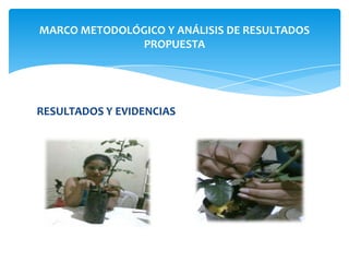 MARCO METODOLÓGICO Y ANÁLISIS DE RESULTADOS
PROPUESTA

RESULTADOS Y EVIDENCIAS

 