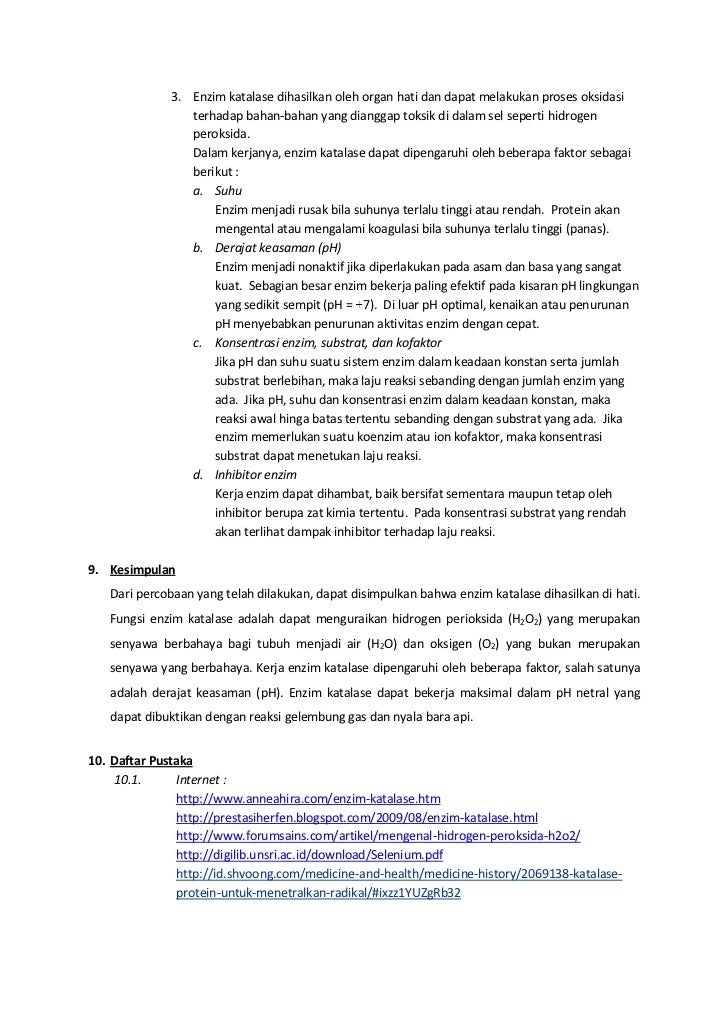 Biologi 12 Laporan Praktikum Enzim Katalase Biologi 12 Laporan Praktikum Enzim Katalase