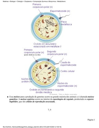Matérias > Biologia > Citologia > Citoplasma > Composição Química e Bioquímica - Metabolismo




      q   Essa meiose para a produção de gametas ocorre na grande maioria dos animais e é chamada meiose
          gamética. A meiose espórica ocorre no interior de esporângios de vegetais, produzindo os esporos
          haplóides, que são células de reprodução assexuada.


                                                                      7_9



                                                                                                  Página 1


file:///C|/html_10emtudo/Biologia/html_biologia_total.htm (68 of 472) [05/10/2001 21:56:10]
 
