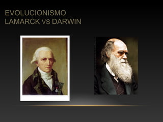 EVOLUCIONISMO 
LAMARCK VS DARWIN 
 