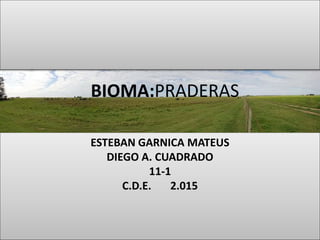BIOMA:PRADERAS
ESTEBAN GARNICA MATEUS
DIEGO A. CUADRADO
11-1
C.D.E. 2.015
 