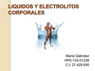 LIQUIDOS Y ELECTROLITOS
CORPORALES
María Galindez
HPS-153-01338
C.I: 27.429.930
 