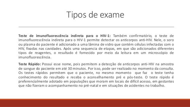 Tipos de exame de sangue Tipos de exame de sangue