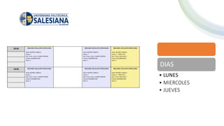 DIAS
• LUNES
• MIERCOLES
• JUEVES
 