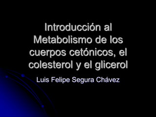 Introducción al
Metabolismo de los
cuerpos cetónicos, el
colesterol y el glicerol
Luis Felipe Segura Chávez
 