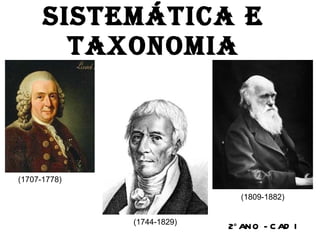 SISTEMÁTICA E TAXONOMIA 2 o   ANO - CAD I (1707-1778) (1744-1829)  (1809-1882)  