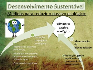 Medidas para reduzir o passivo ecológico:

                         Eliminar o
                          passivo
                         ecológico
 