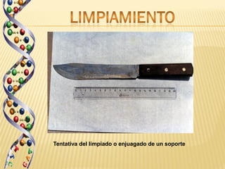 Tentativa del limpiado o enjuagado de un soporte
 