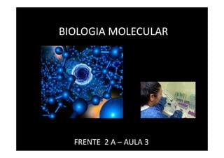 BIOLOGIA MOLECULAR
FRENTE 2 A – AULA 3
 