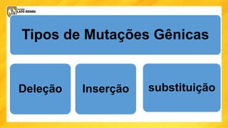 Tipos de Mutações Gênicas
Deleção Inserção substituição
 