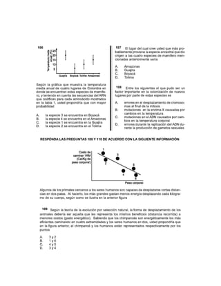 RESPÓNDA LAS PREGUNTAS 109 Y 110 DE ACUERDO CON LA SIGUIENTE INFORMACIÓN
106 107
108
109
 