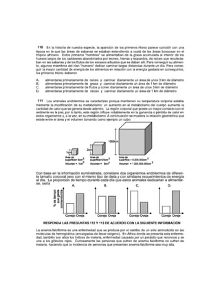 RESPONDA LAS PREGUNTAS 112 Y 113 DE ACUERDO CON LA SIGUIENTE INFORMACIÓN
110
111
.
 