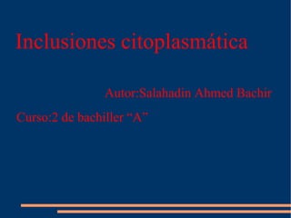 Inclusiones citoplasmática  Autor:Salahadin Ahmed Bachir  Curso:2 de bachiller “A”   