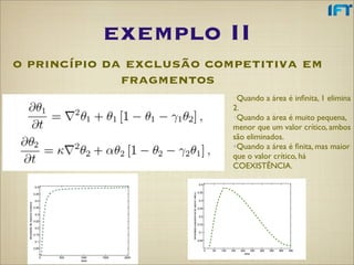 exemplo II
o princípio da exclusão competitiva em
              fragmentos
                           •Quando a área é inﬁ...