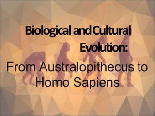BiologicalandCultural
Evolution:
From Australopithecus to
Homo Sapiens
 