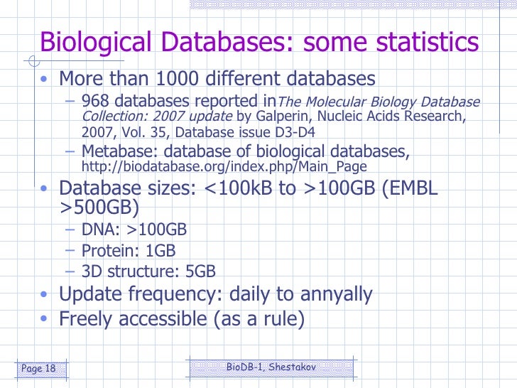 Biological Database Systems