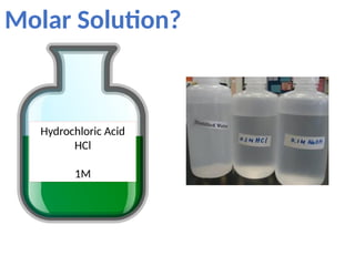 Molar Solution?
Hydrochloric Acid
HCl
1M
 
