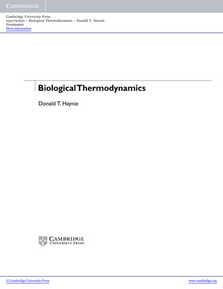 Biological Thermodynamics