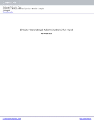 Biological Thermodynamics