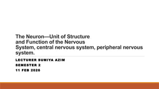 biological basis of behaviour.The Neuron—Unit of Structure and Function ...