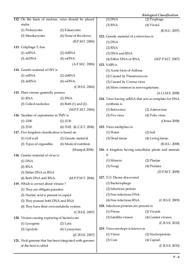 Biological classification mcq