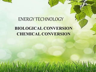 ENERGY TECHNOLOGY
BIOLOGICAL CONVERSION
CHEMICAL CONVERSION
 