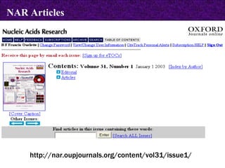 http://nar.oupjournals.org/content/vol31/issue1/ NAR Articles 