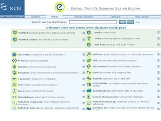 Data retrieval tools
Entrez
 