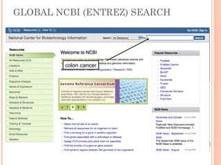 GLOBAL NCBI (ENTREZ) SEARCH
colon cancercolon cancer
 