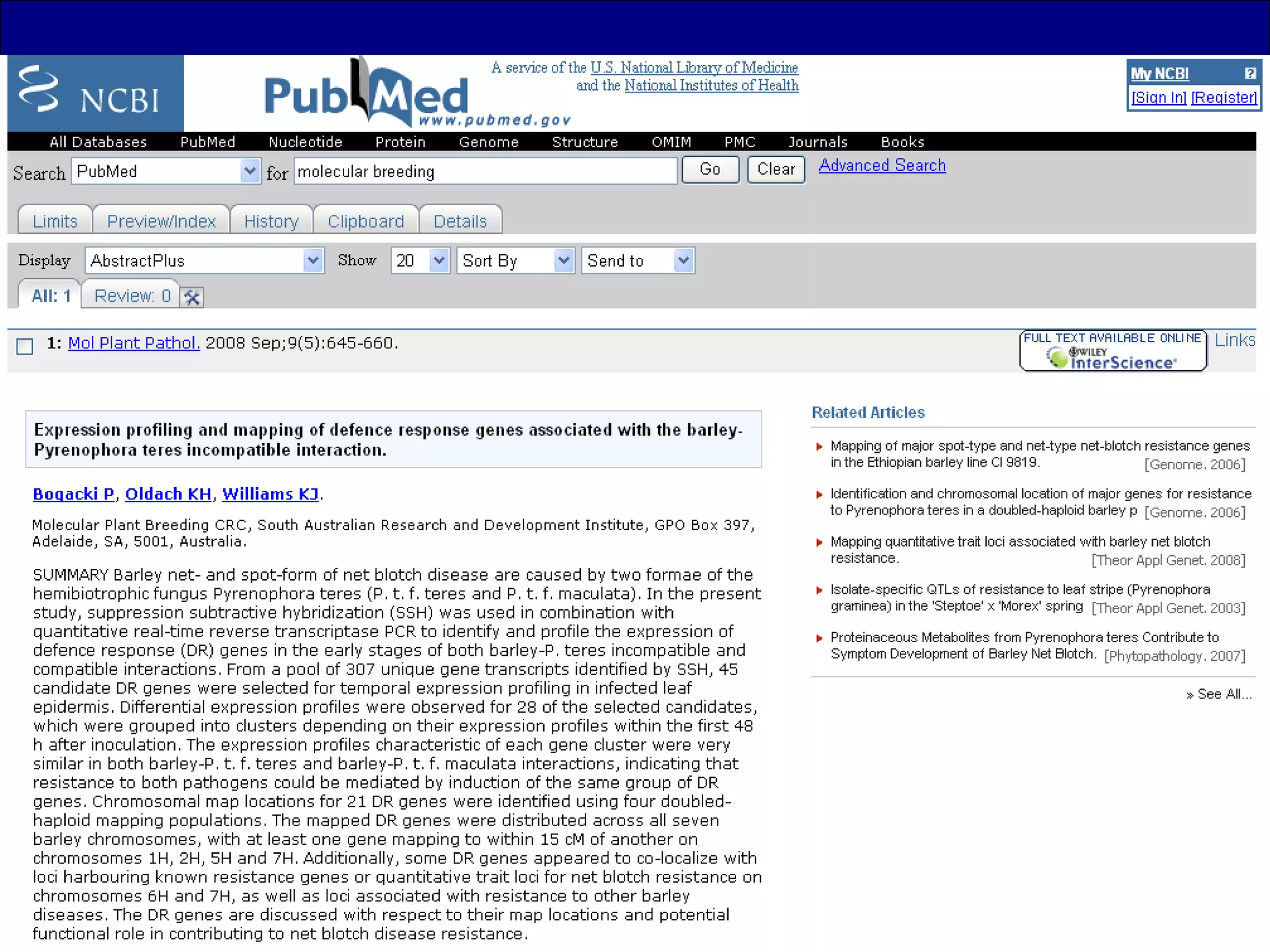 Bibliographic/Literature Databases Scientific literature databases have been available since the 1960’s. Pubmed OMIM/OMIA AGRICOLA  