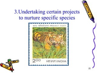 3.Undertaking certain projects to nurture specific species 