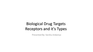 Biological Drug Targets
Receptors and it's Types
Presented By: Varsha Jindaniya
 