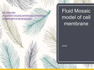 Fluid Mosaic
model of cell
membrane
BY-SANJUSAH
ST.XAVIER’SCOLLEGE,MAITIGHAR, KATHMANDU
DEPARTMENTOFMICROBIOLOGY
 