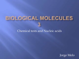 Chemical tests and Nucleic acids




                              Jorge Melo
 