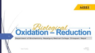 Department of Biochemistry, Nepalgunj Medical College, Chisapani, Nepal
Saturday,
September 3,
2016
Rajesh Chaudhary
1
 