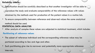 Reliability References Biological reference intervals . | PPTX