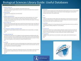 Biological Sciences Library Guide: Useful Databases
 