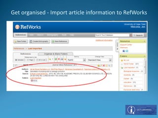 Get organised - Import article information to RefWorks
 