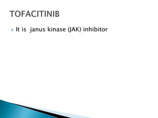  It is janus kinase (JAK) inhibitor
 