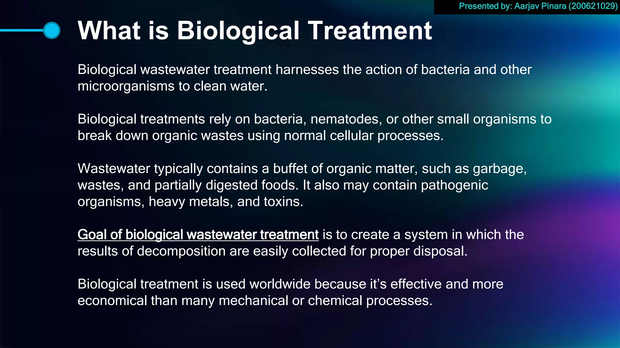 Biological treatment of waste water PPT