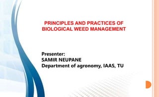 Presenter:
SAMIR NEUPANE
Department of agronomy, IAAS, TU
PRINCIPLES AND PRACTICES OF
BIOLOGICAL WEED MANAGEMENT
 