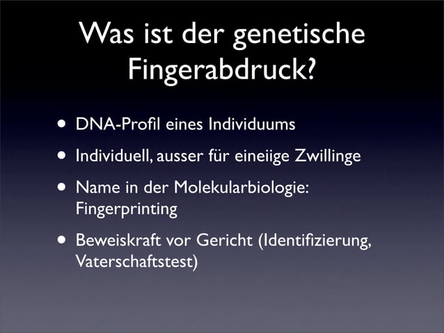 Biologie Genetischer Fingerabdruck