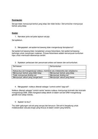 Laporan Amali Biologi Sel Haiwan dan Sel Tumbuhan  PDF